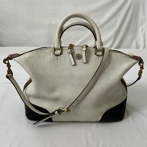 TORY BURCH Leather 2Way Large Satchel Tote Ivory - Picture 1 of 16